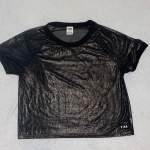 Brand: Pink, size: Large, black mesh with gold